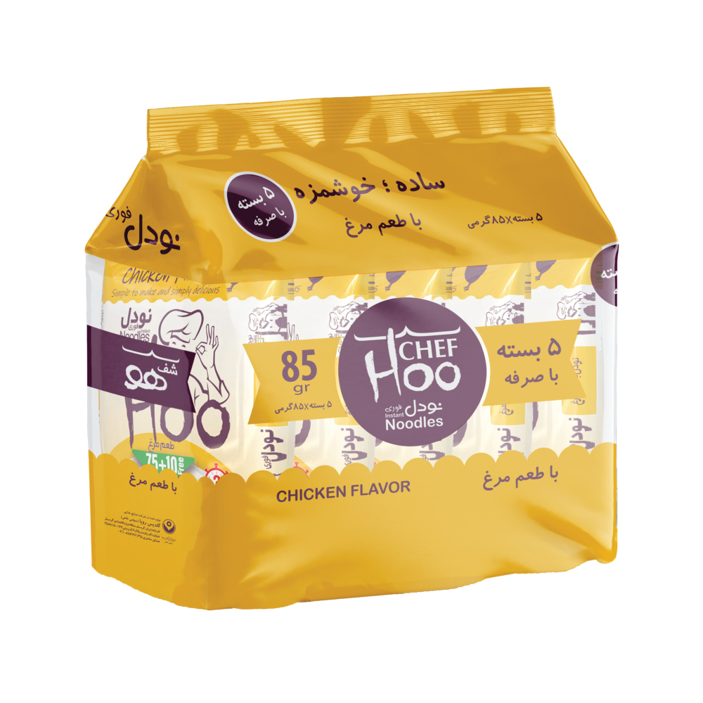 نودل با طعم مرغ شف هو 85 گرم بسته 5 عددی