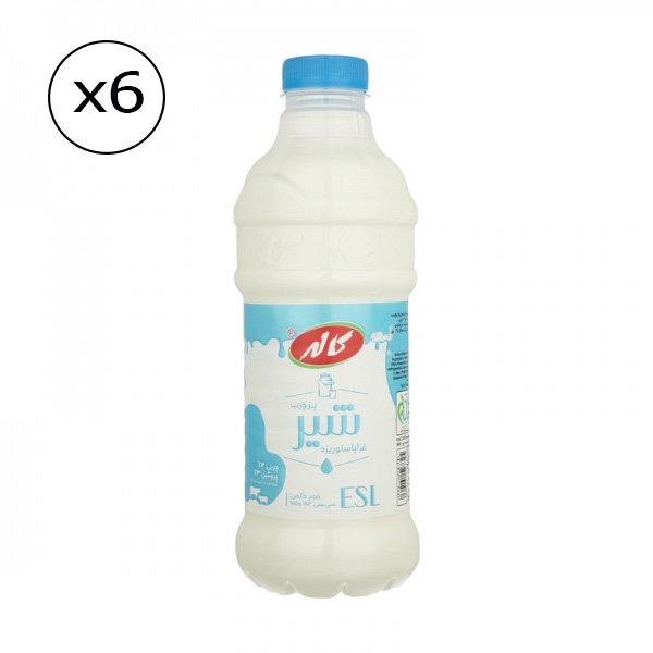 شیر بطری پر چرب کاله 955 میلی لیتر باکس 6 عددی