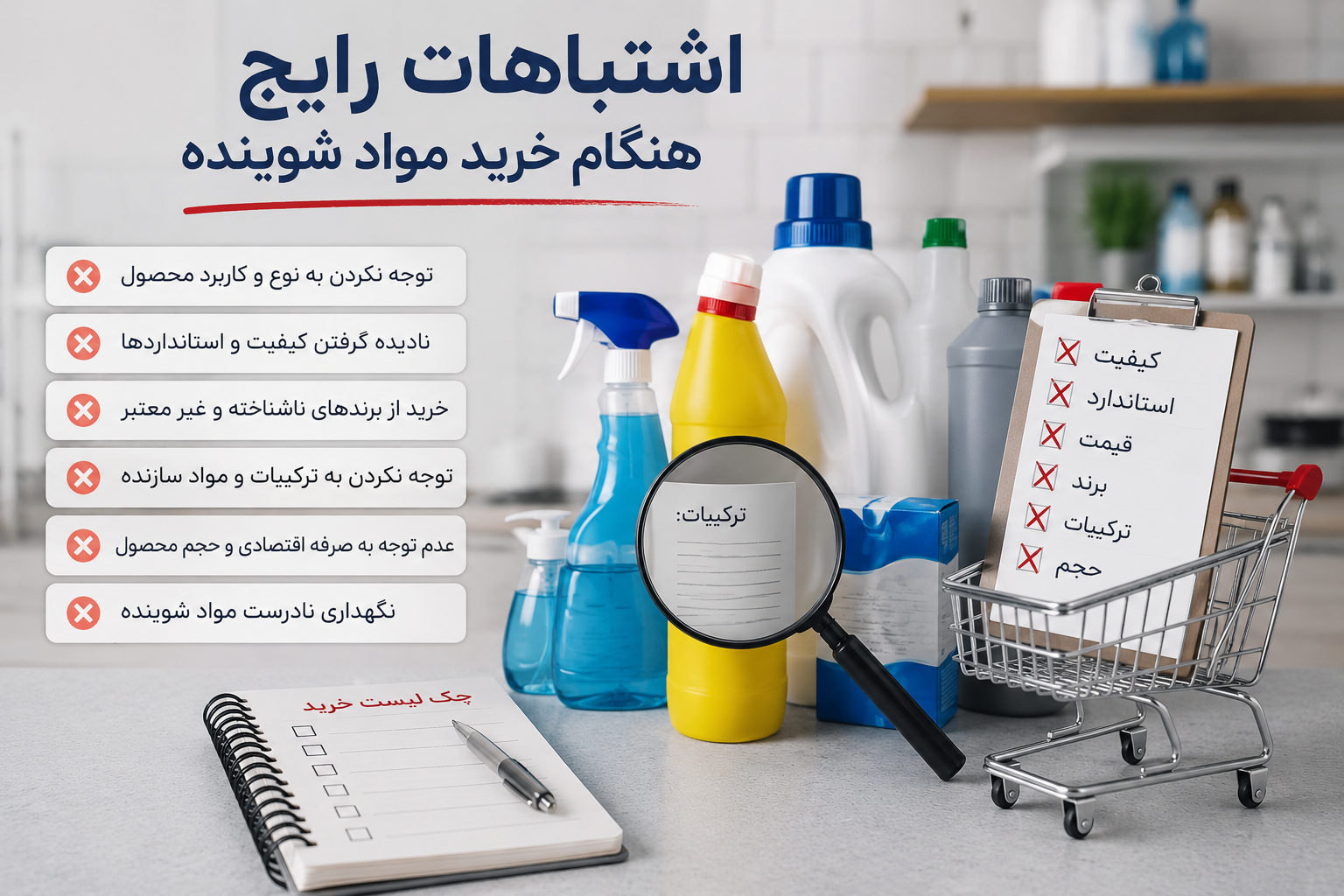 اشتباهات رایج هنگام خرید مواد شوینده